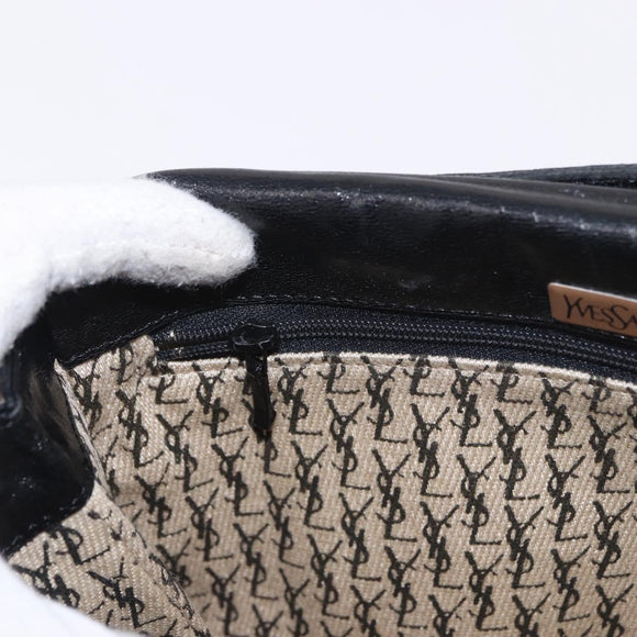 SAINT LAURENT Shoulder Bag Leather Black Auth 197730