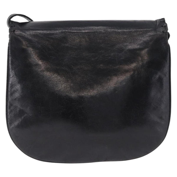 SAINT LAURENT Shoulder Bag Leather Black Auth 197730