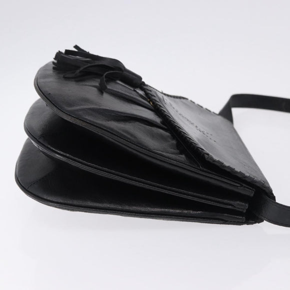 SAINT LAURENT Shoulder Bag Leather Black Auth 197730