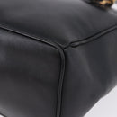 Christian Dior Hand Bag Leather Black Gold Auth 197734-11