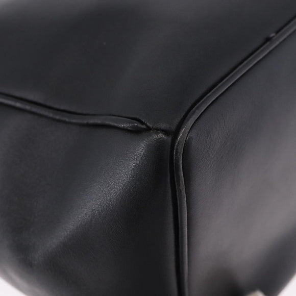 Christian Dior Hand Bag Leather Black Gold Auth 197734