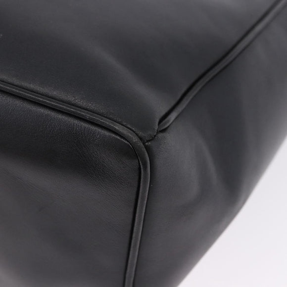 Christian Dior Hand Bag Leather Black Gold Auth 197734