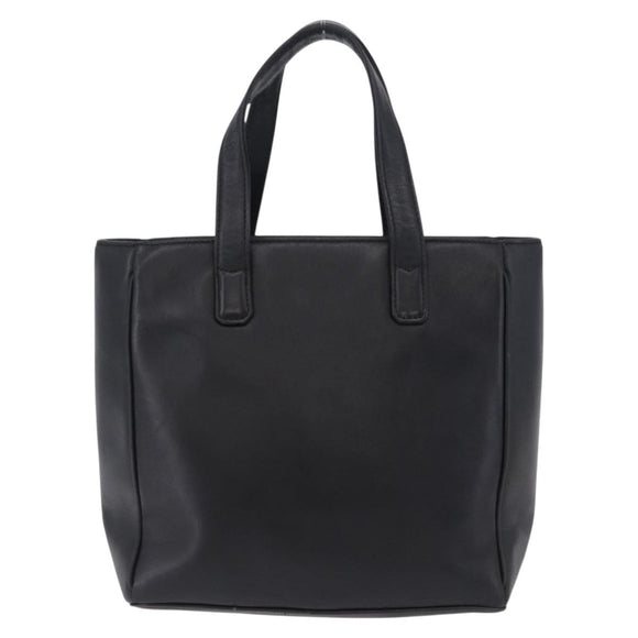 Christian Dior Hand Bag Leather Black Gold Auth 197734