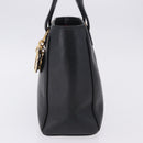 Christian Dior Hand Bag Leather Black Gold Auth 197734-4