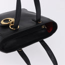 Christian Dior Hand Bag Leather Black Gold Auth 197734-6