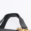 Christian Dior Hand Bag Leather Black Gold Auth 197734-8