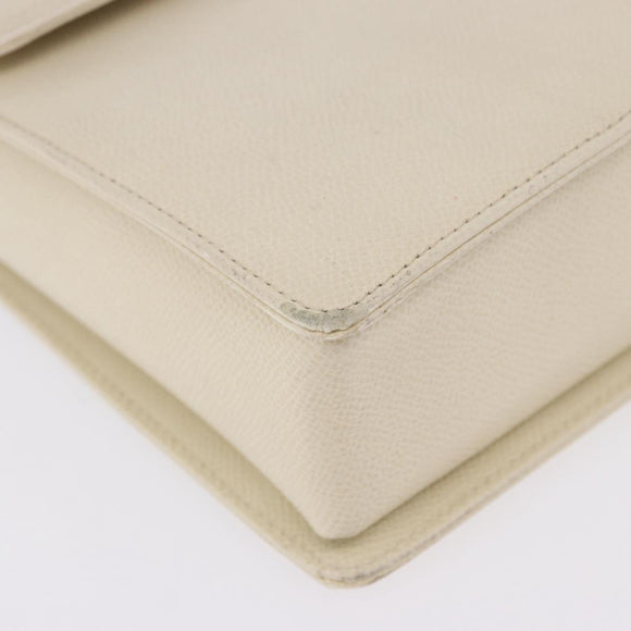VALENTINO Hand Bag Leather Ivory Gold Auth 197735