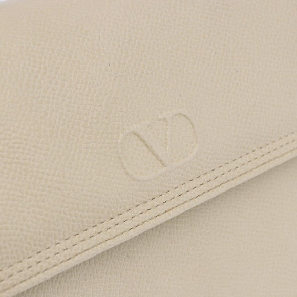 VALENTINO Hand Bag Leather Ivory Gold Auth 197735
