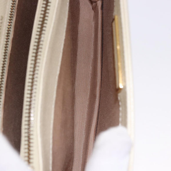 VALENTINO Hand Bag Leather Ivory Gold Auth 197735