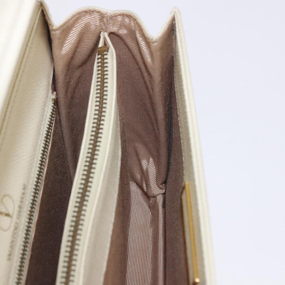 VALENTINO Hand Bag Leather Ivory Gold Auth 197735