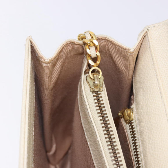 VALENTINO Hand Bag Leather Ivory Gold Auth 197735