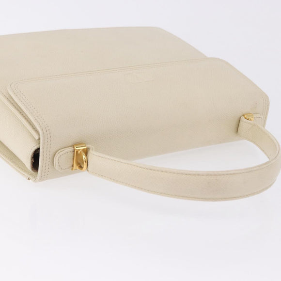 VALENTINO Hand Bag Leather Ivory Gold Auth 197735