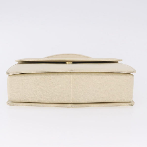VALENTINO Hand Bag Leather Ivory Gold Auth 197735