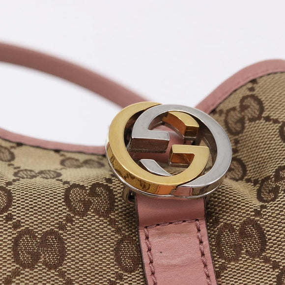 GUCCI GG Canvas GG Twins Tote Bag Beige Gold Silver 232957 Auth 197736A