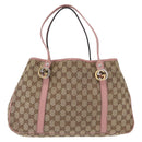 GUCCI GG Canvas GG Twins Tote Bag Beige Gold Silver 232957 Auth 197736A-2