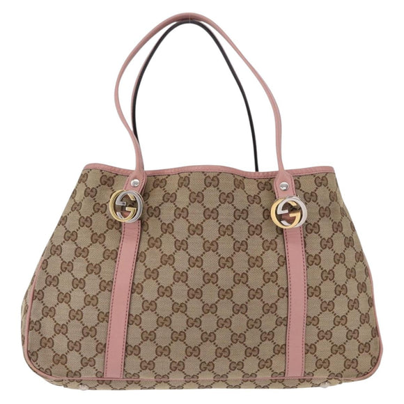 GUCCI GG Canvas GG Twins Tote Bag Beige Gold Silver 232957 Auth 197736A