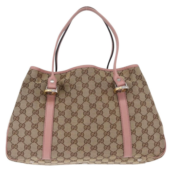 GUCCI GG Canvas GG Twins Tote Bag Beige Gold Silver 232957 Auth 197736A