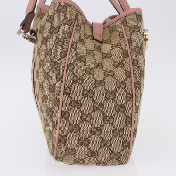 GUCCI GG Canvas GG Twins Tote Bag Beige Gold Silver 232957 Auth 197736A