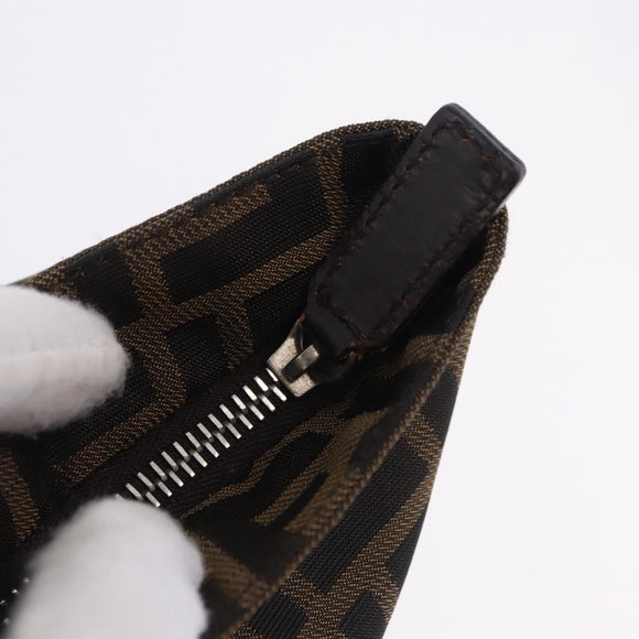 FENDI Zucca Canvas Tote Bag Brown Black Auth 197739A