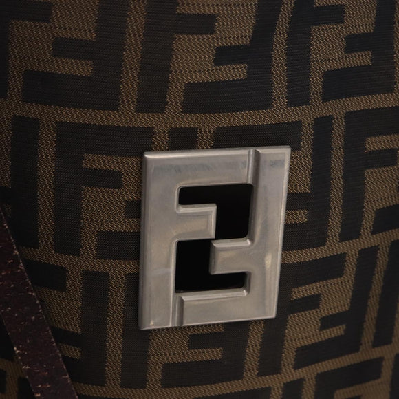FENDI Zucca Canvas Tote Bag Brown Black Auth 197739A