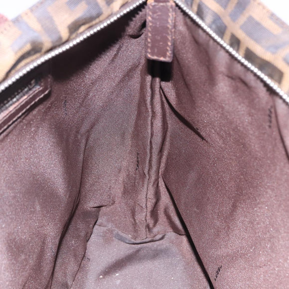 FENDI Zucca Canvas Tote Bag Brown Black Auth 197739A