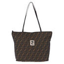 FENDI Zucca Canvas Tote Bag Brown Black Auth 197739A-2
