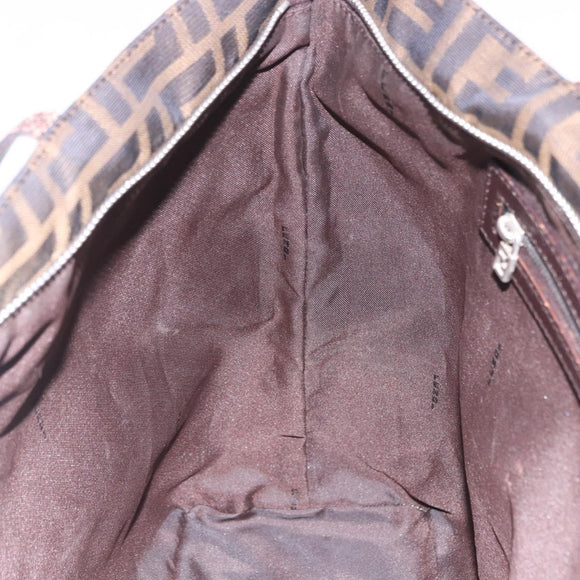 FENDI Zucca Canvas Tote Bag Brown Black Auth 197739A
