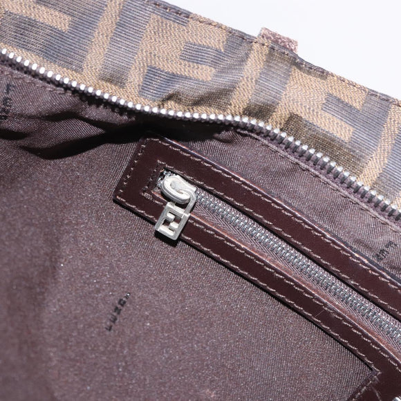 FENDI Zucca Canvas Tote Bag Brown Black Auth 197739A