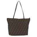 FENDI Zucca Canvas Tote Bag Brown Black Auth 197739A-3