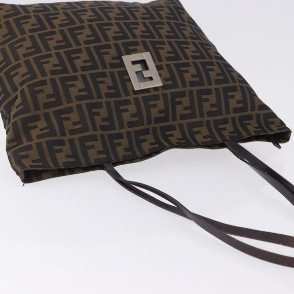FENDI Zucca Canvas Tote Bag Brown Black Auth 197739A
