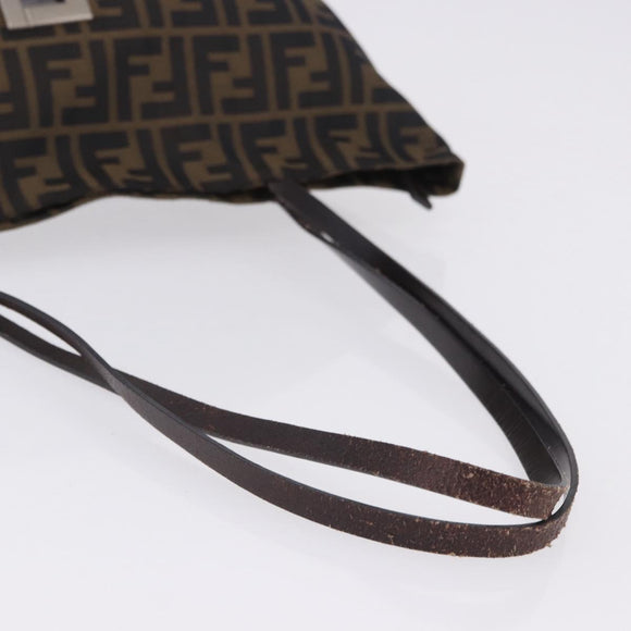 FENDI Zucca Canvas Tote Bag Brown Black Auth 197739A