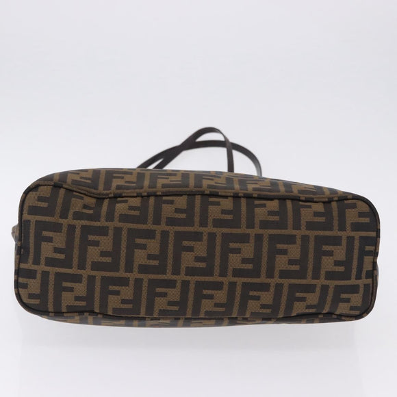 FENDI Zucca Canvas Tote Bag Brown Black Auth 197739A