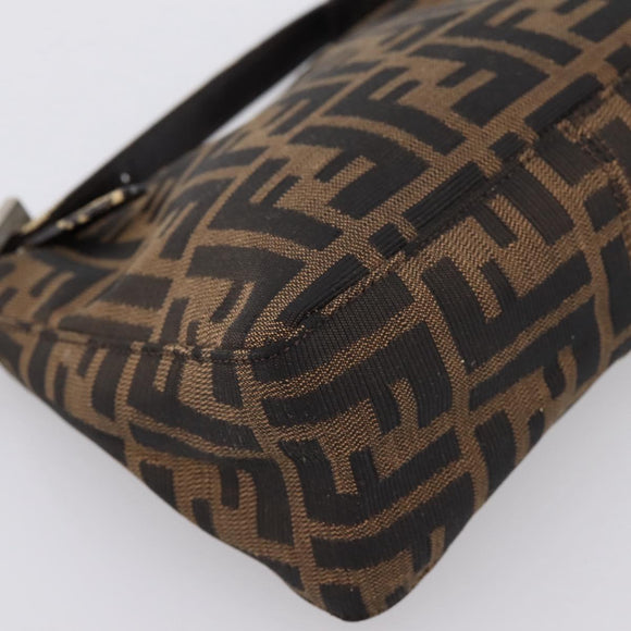 FENDI Zucca Canvas Hand Pouch Black Brown Auth 197741