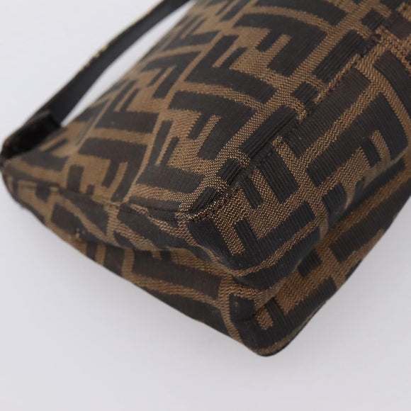 FENDI Zucca Canvas Hand Pouch Black Brown Auth 197741