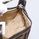 FENDI Zucca Canvas Hand Pouch Black Brown Auth 197741-19