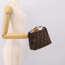 FENDI Zucca Canvas Hand Pouch Black Brown Auth 197741-21