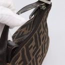 FENDI Zucca Canvas Hand Pouch Black Brown Auth 197741-6