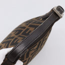 FENDI Zucca Canvas Hand Pouch Black Brown Auth 197741-7