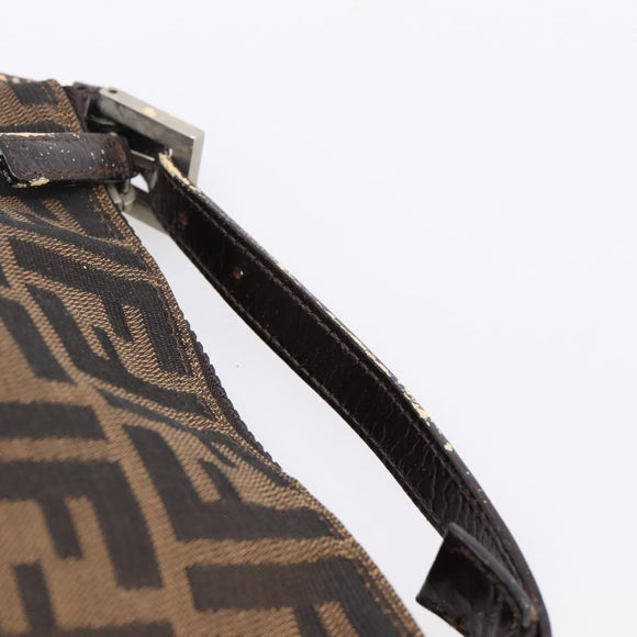 FENDI Zucca Canvas Hand Pouch Black Brown Auth 197741