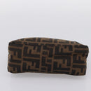 FENDI Zucca Canvas Hand Pouch Black Brown Auth 197741-5