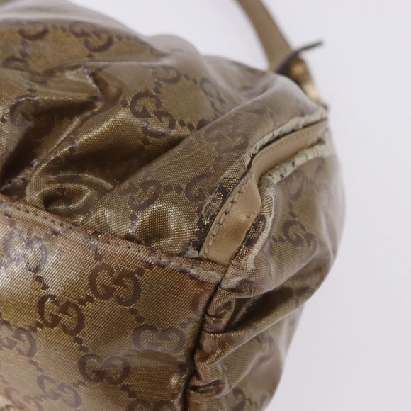 GUCCI GG Crystal Shoulder Bag Coated Canvas Gold 190525 Auth 197749