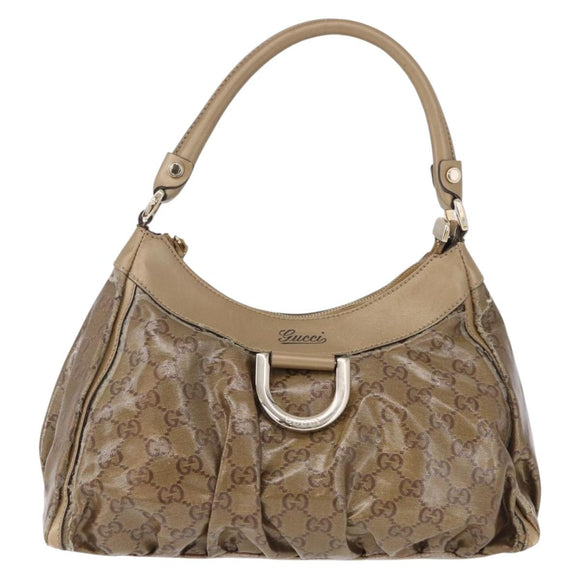 GUCCI GG Crystal Shoulder Bag Coated Canvas Gold 190525 Auth 197749
