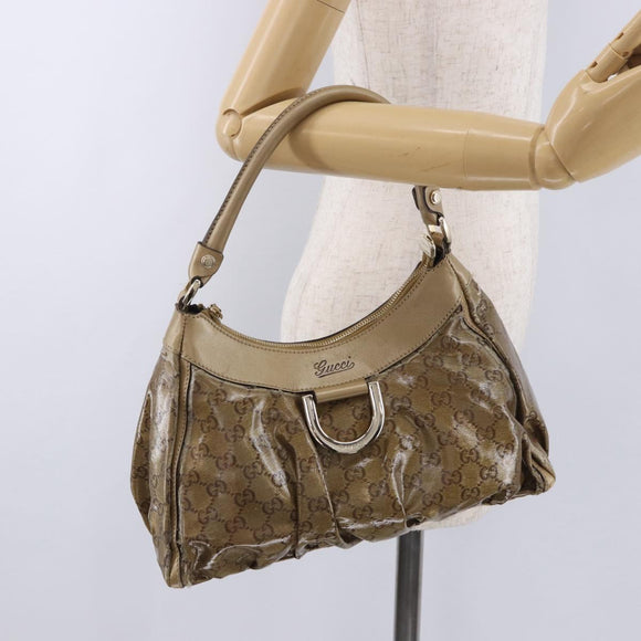 GUCCI GG Crystal Shoulder Bag Coated Canvas Gold 190525 Auth 197749
