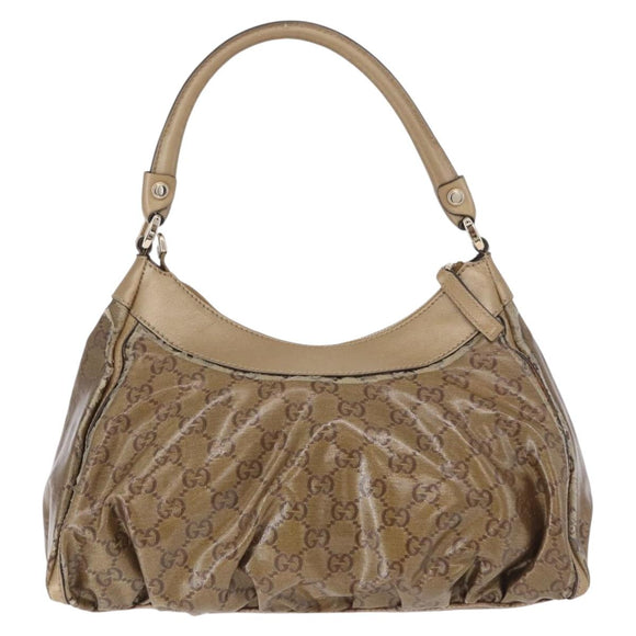 GUCCI GG Crystal Shoulder Bag Coated Canvas Gold 190525 Auth 197749