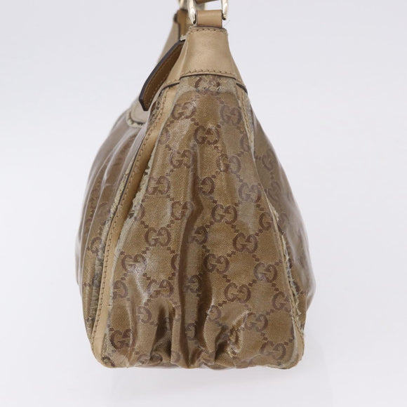 GUCCI GG Crystal Shoulder Bag Coated Canvas Gold 190525 Auth 197749