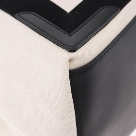 BALENCIAGA Navy Cabas M Hand Bag Canvas White Black 339936 Auth 197751V