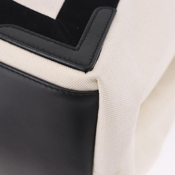 BALENCIAGA Navy Cabas M Hand Bag Canvas White Black 339936 Auth 197751V