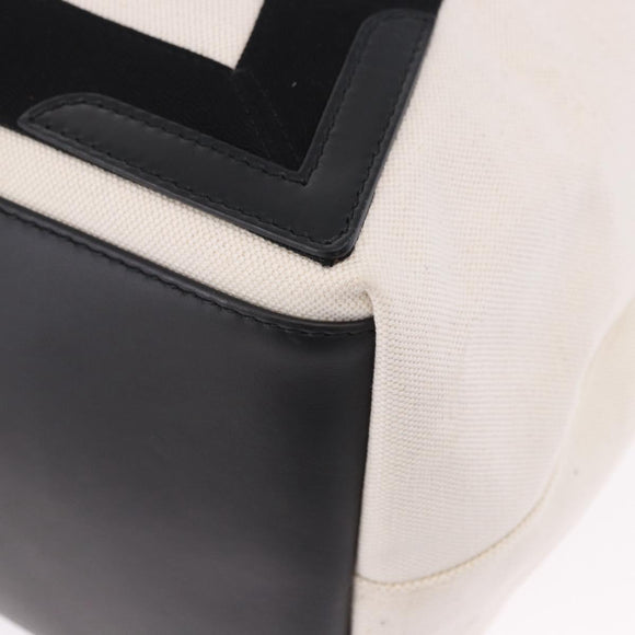 BALENCIAGA Navy Cabas M Hand Bag Canvas White Black 339936 Auth 197751V