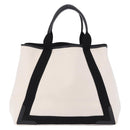 BALENCIAGA Navy Cabas M Hand Bag Canvas White Black 339936 Auth 197751V-3