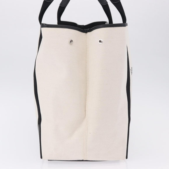 BALENCIAGA Navy Cabas M Hand Bag Canvas White Black 339936 Auth 197751V